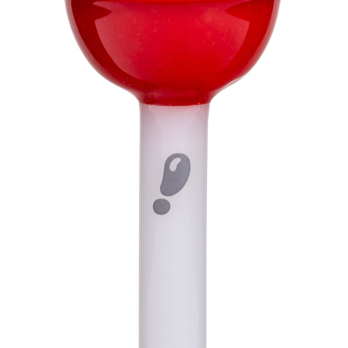 Red Lollipop with white stick and exclaimation mark logo Hand Pipe Big Fun Lollipipe Canada