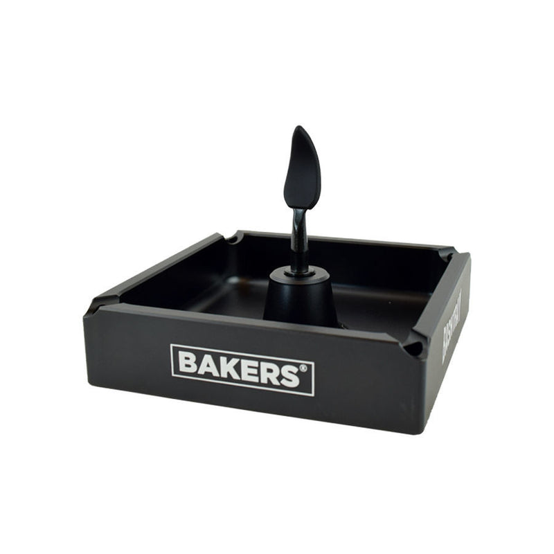 Black Aluminum Ashtray with Removable Silicone Tipped Tool in the Center