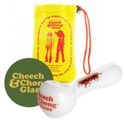 White Cheech & Chong Glass 4.5" Getting Loaded Zone Hand Pipe with Yellow Neoprene Pouch