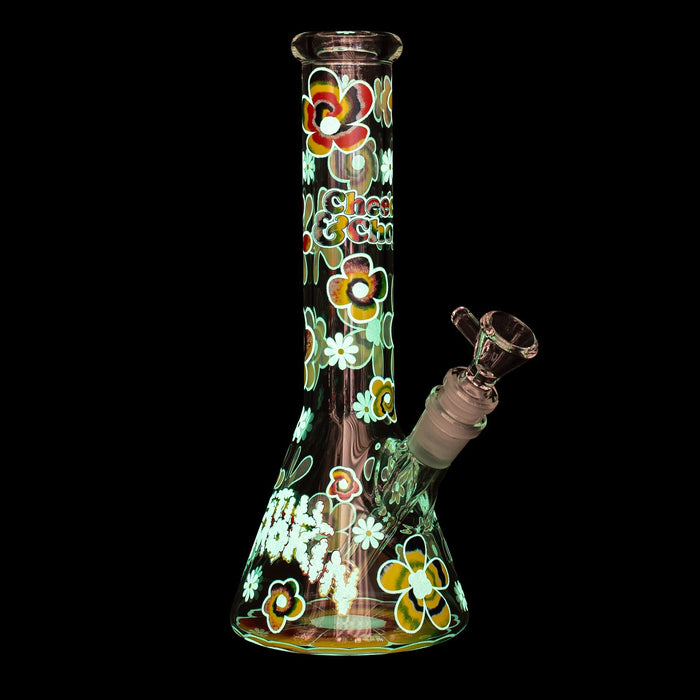 Cheech and Chong Glass Tie Dye Hippie Flowers Glow in the Dark Bong Buy Online in Canada