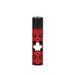 Red and black Clipper lighter with a white maple leaf design on a white background