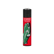 Refillable Clipper Lighter with Red Base and Green 1960’s Jaguar Convertible