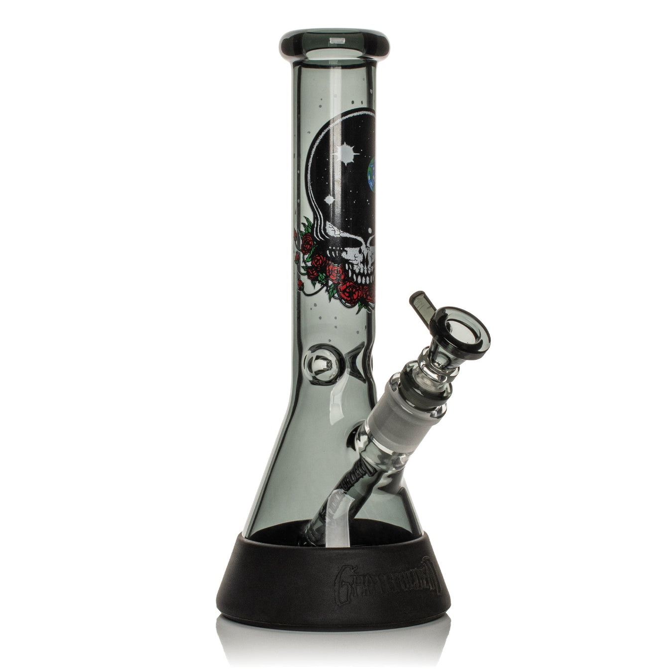 Grateful Dead Space Your Face Beaker Bong with Ice Pinch and Protective Silicone Base