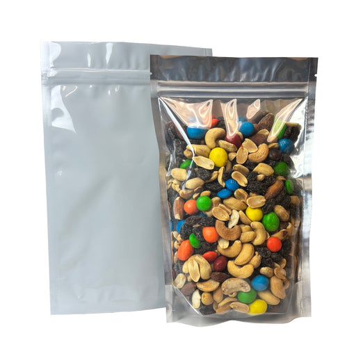 White Vista Stand-up Mylar Bag with Gusset 1/2oz 6x9" with Tear Notch Canada