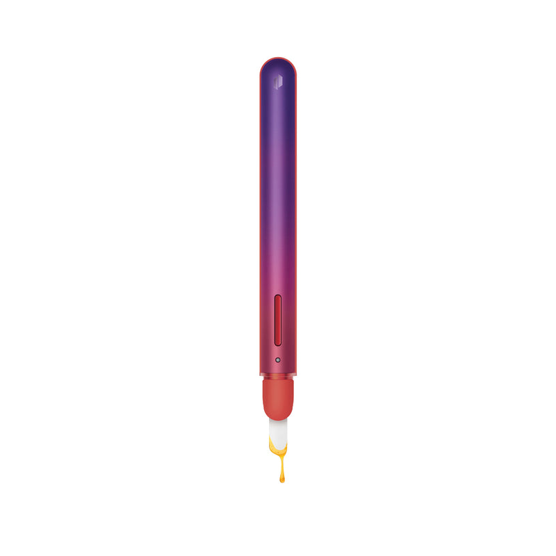 Puffco Hot Knife Plasma Limited Edition Purple and Red Orange Gradient with extract dripping off the ceramic blade tip