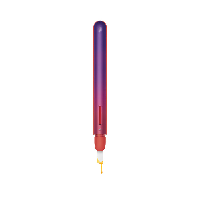 Puffco Hot Knife Plasma Limited Edition Purple and Red Orange Gradient with extract dripping off the ceramic blade tip