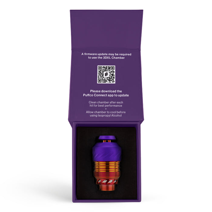 Puffco Plasma 3DXL Chamber Limited Edition Purple and Red Orange Ember Metallic in Product Box