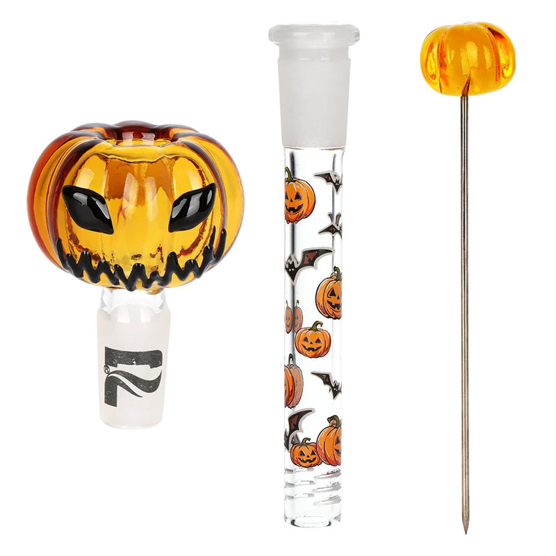 Pulsar 9.8" Pumpkin Party Beaker Bong, Hand Pipe & Poker Set