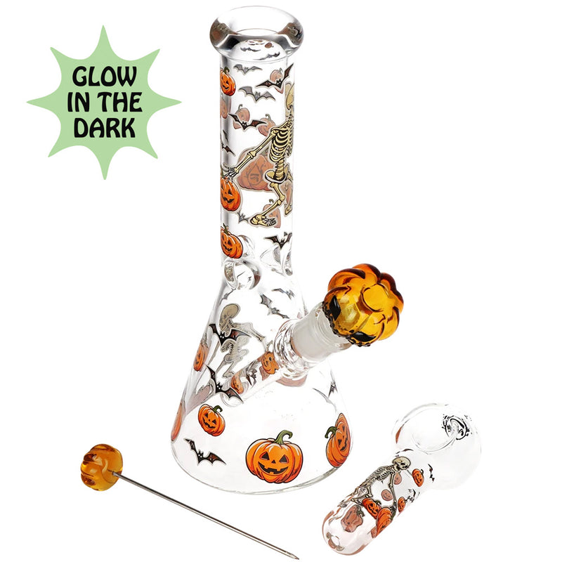 Pulsar 9.8" Pumpkin Party Beaker Bong, Hand Pipe & Poker Set
