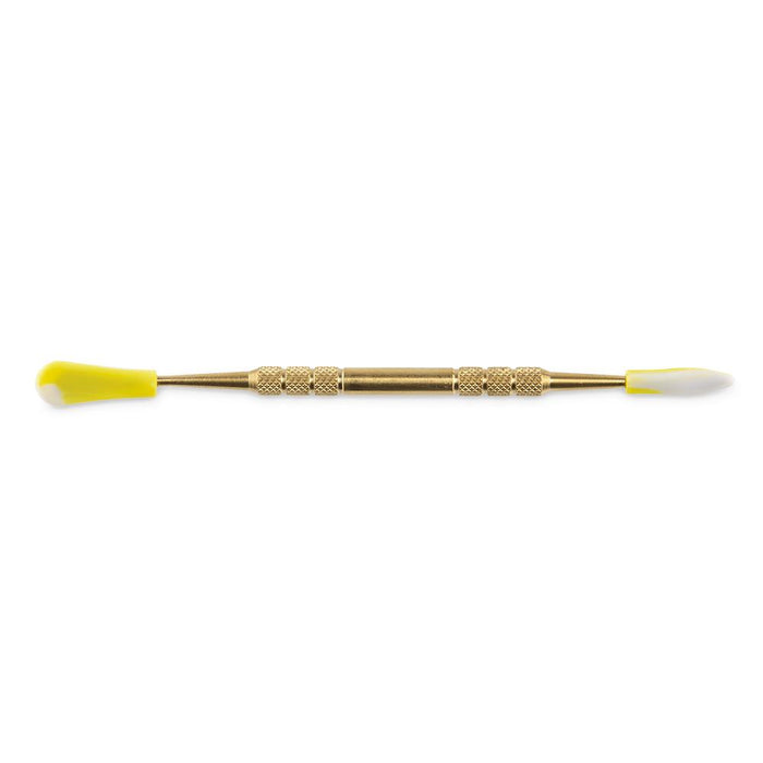 Gold Pulsar Double-Sided Metal Dab Tool Stainless Steel Yellow and White Silicone Tips Canada