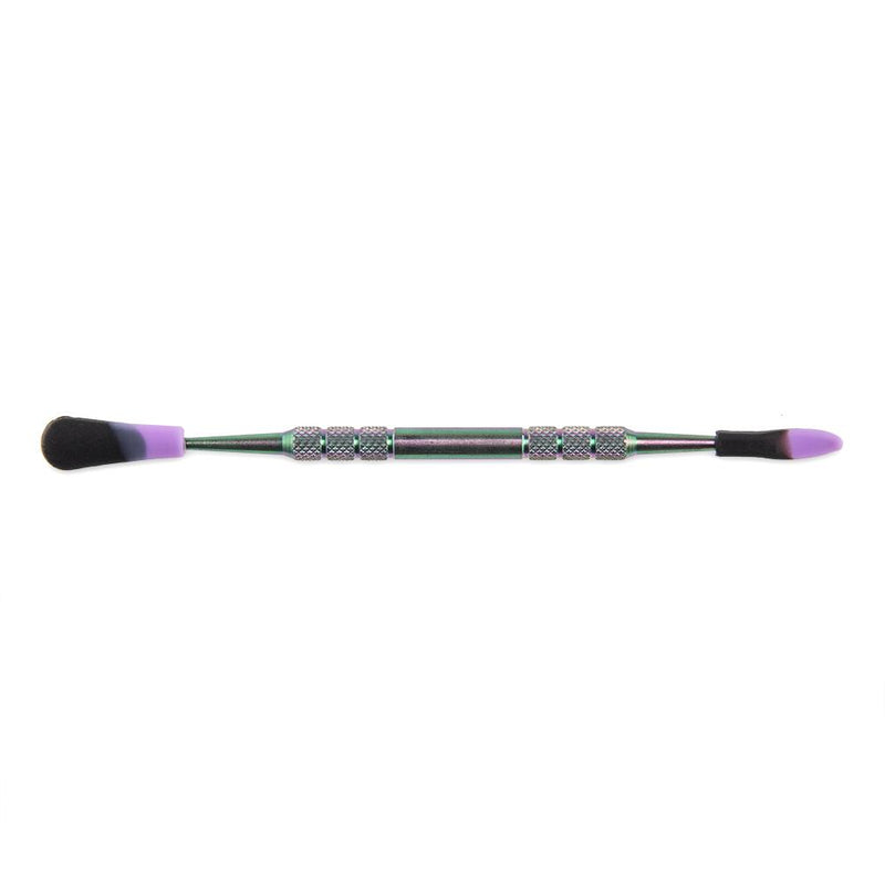 Rainbow Pulsar Double-Sided Metal Dab Tool Stainless Steel Purple and Black Silicone Tips Canada