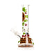 RAW Limited Edition 20th Anniversary GEAR Premium Sidekick Beaker Bong with Cannabis Leaf Decals, a built-in lighter holder, 14mm cone-converter bowl, tan RAW Phoenix lighter and a decal on the base that says "RAW WE ALL GET HIGHER TOGETHER"