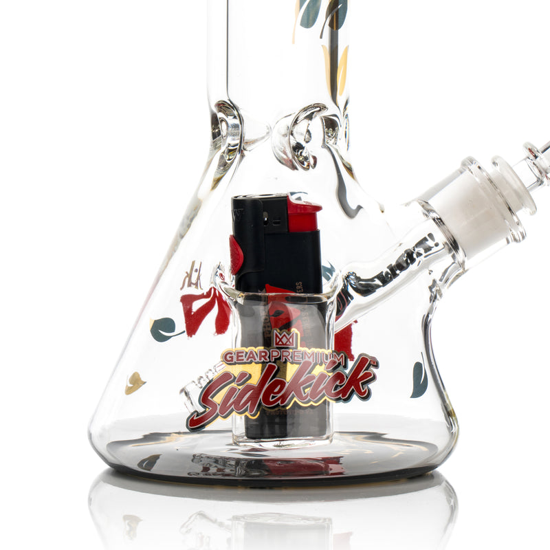 RAW Black GEAR Premium Sidekick Bong with Built-in Lighter Holder and black RAW Phoenix Lighter