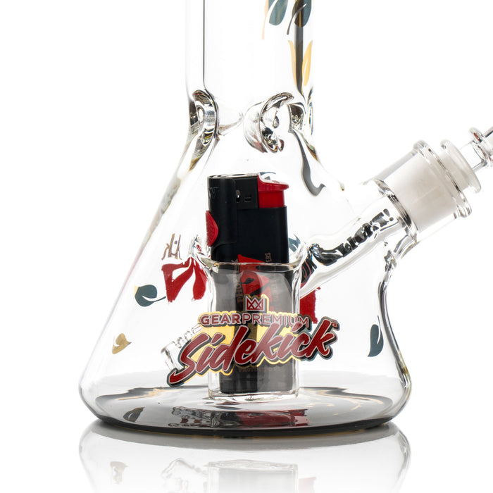 RAW Black GEAR Premium Sidekick Bong with Built-in Lighter Holder and black RAW Phoenix Lighter