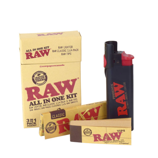 RAW All in One Kit with Classic Rolling Papers Regular Tips and Phoenix Lighter Canada