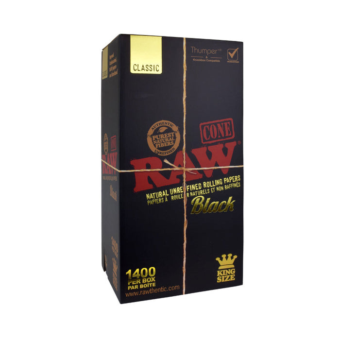 RAW Black Pre-Rolled Cones - King Size - BULK Box of 1400 Canada