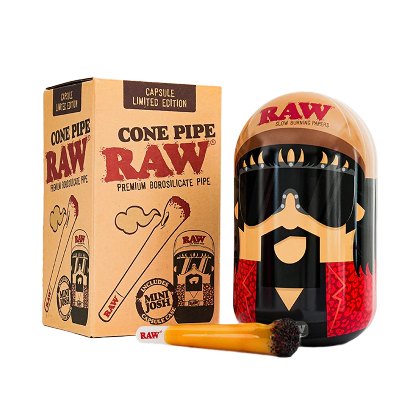 RAW Glass Cone Pipe with Limited Edition Mini Josh Tin Capsule Canada