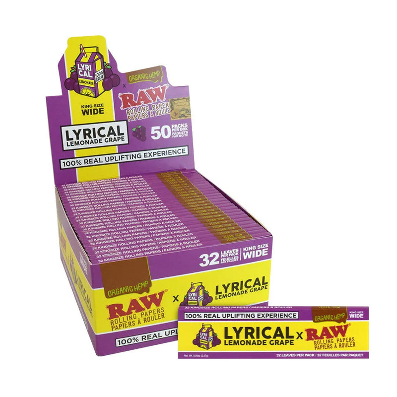 Case of RAW Lyrical Lemonade Grape King Size Wide Rolling Papers Canada