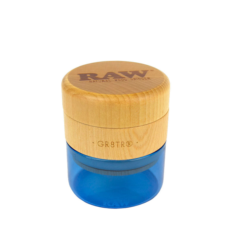 RAW Wood Top Grinder with Blue Glass Jar Canada
