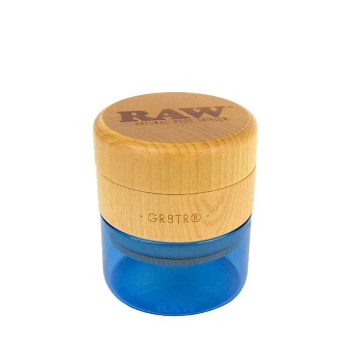 RAW Wood Top Grinder with Blue Glass Jar Canada