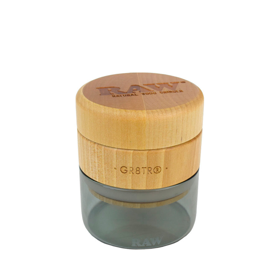 RAW x RYOT Wood GR8TR Grinder with Grey Glass Jar — Head Candy Smoke Shop