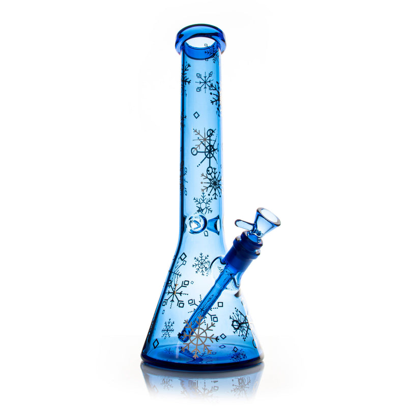 Sapphire Blue with silver snowflakes Winter Wonderland Bong Canada