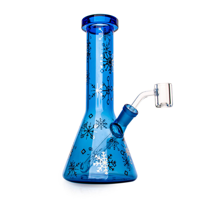 Sapphire Blue with Silver Snowflakes Winter Wonderland Concentrate Rig Canada