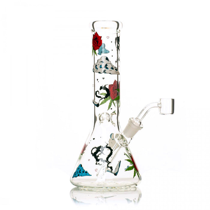 Red Eye Glass 8.5" Roses & Weed Concentrate Rig