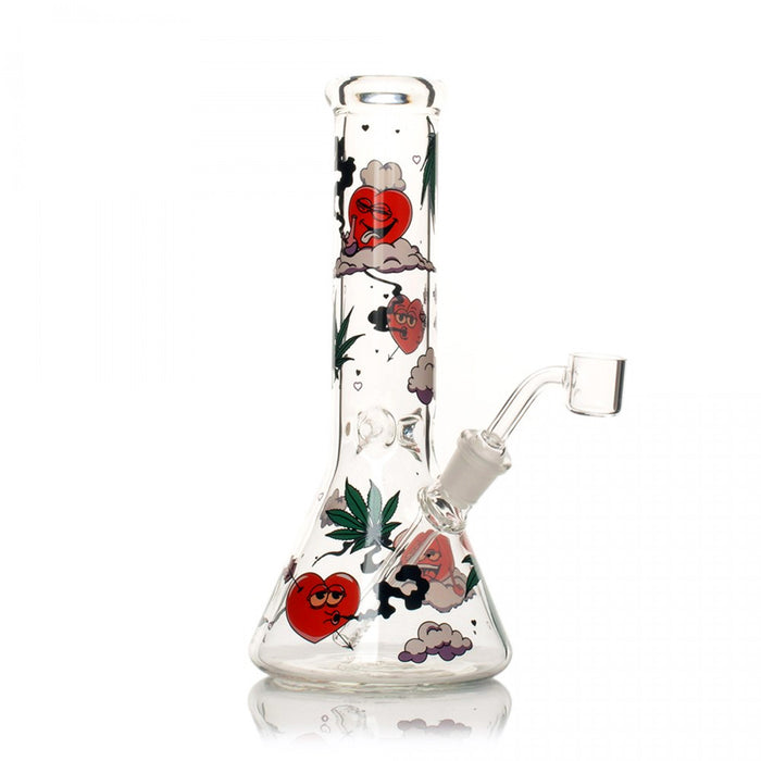 Red Eye Glass 8.5" Smokin' Hearts Concentrate Rig