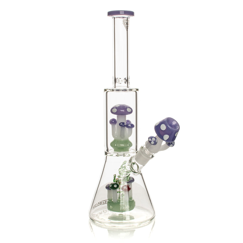 Red Eye Glass Amanita Purple Slyme Mushroom Dual Chamber Water Pipe