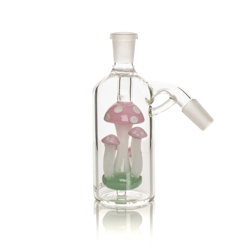 Pink Slyme 5 Mushroom Red Eye Glass Novelty 14mm Ash Catcher 45 Degree