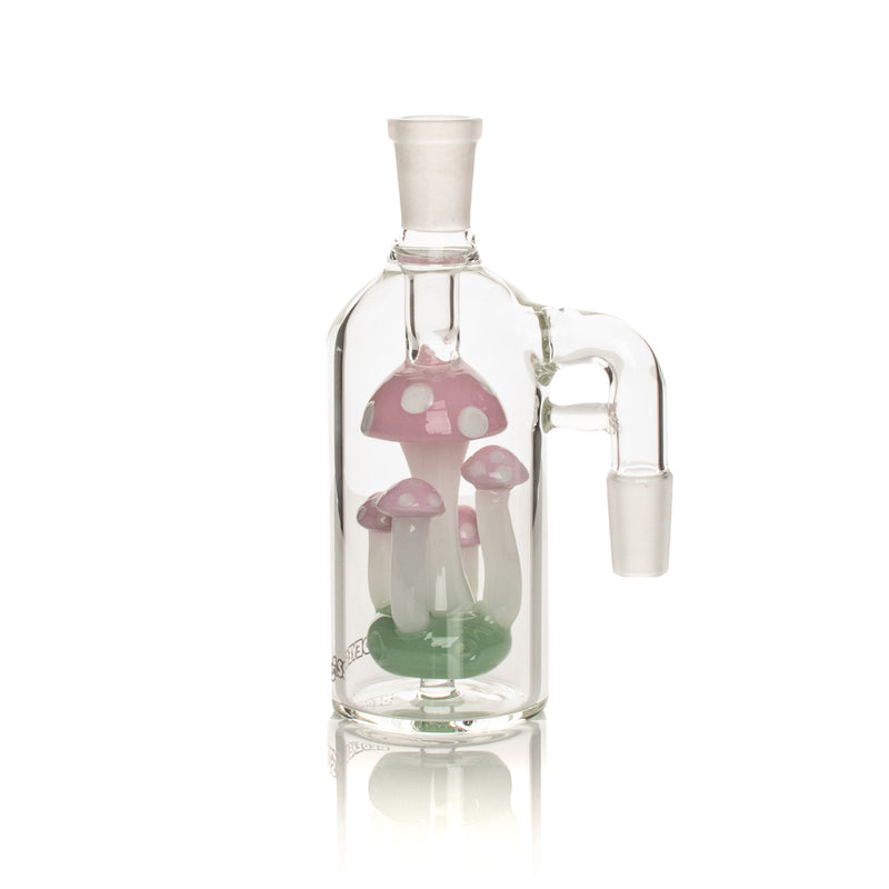 Pink Slyme  5 Mushroom Red Eye Glass Novelty 14mm Ash Catcher 90 Degree 