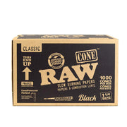 RAW Black Prerolled Cones Box of 1000 Bulk Wholesale Canada