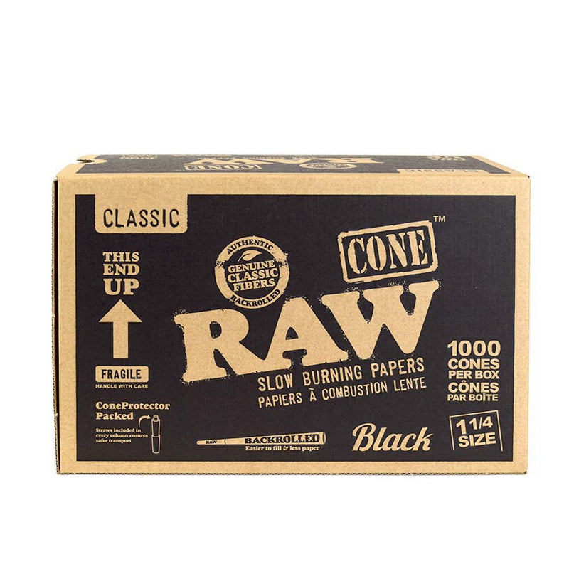 RAW Black Prerolled Cones Box of 1000 Bulk Wholesale Canada