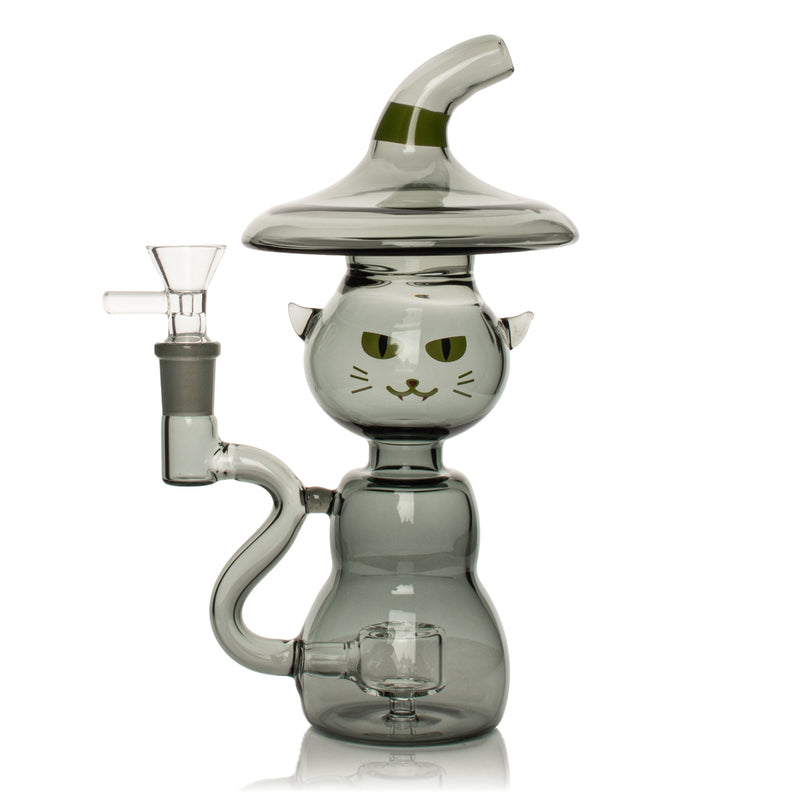 Red Eye Glass 8" Black Cat Bubbler