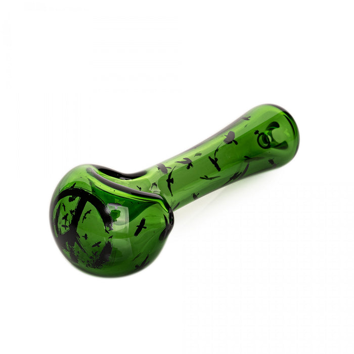 Red Eye Glass 4.5" Green Crow Spoon Hand Pipe Canada