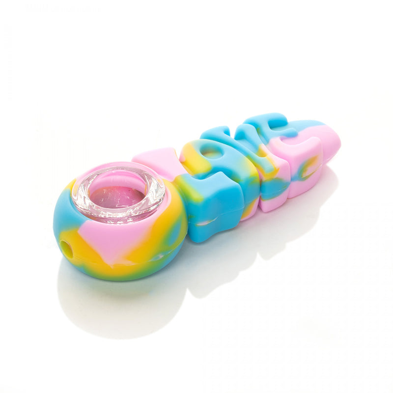 LIT Silicone 4" Love Hand Pipe with Glass Bowl