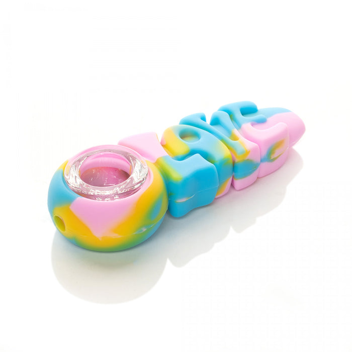 LIT Silicone 4" Love Hand Pipe with Glass Bowl
