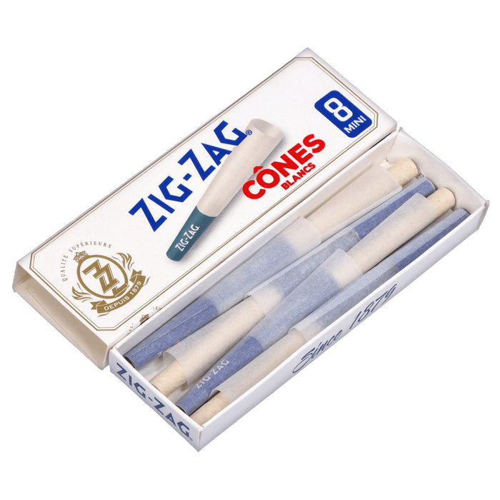 Zig Zag White Mini Prerolled Cones Open Pack of 8 Canada