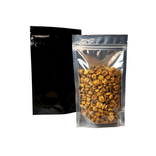 Black Vista Stand-up Mylar Bag with Gusset 1/2oz 5x8" with Tear Notch Canada