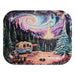 Colorful Pulsar Starry Camp rolling tray with a camping scene and spiral galaxy design Canada
