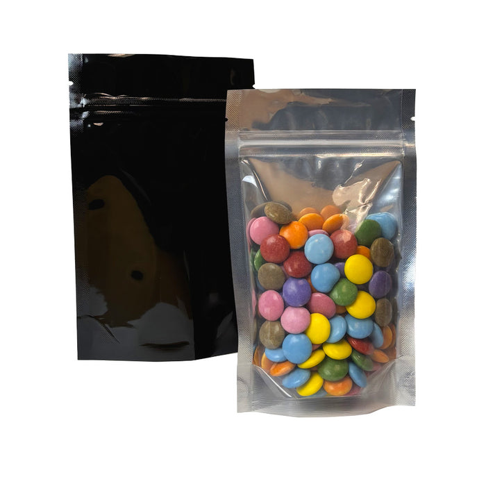 Black Vista Stand-up Mylar Bag with Gusset 1/4oz 4x6" with Tear Notch Canada