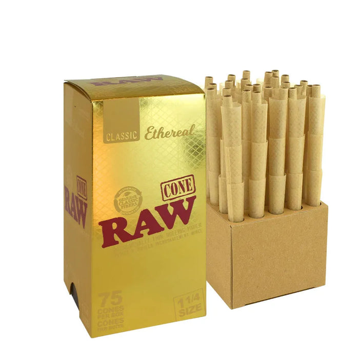 RAW Ethereal 1 1/4 Size Pre-Rolled Cones Bulk Box of 75 Canada