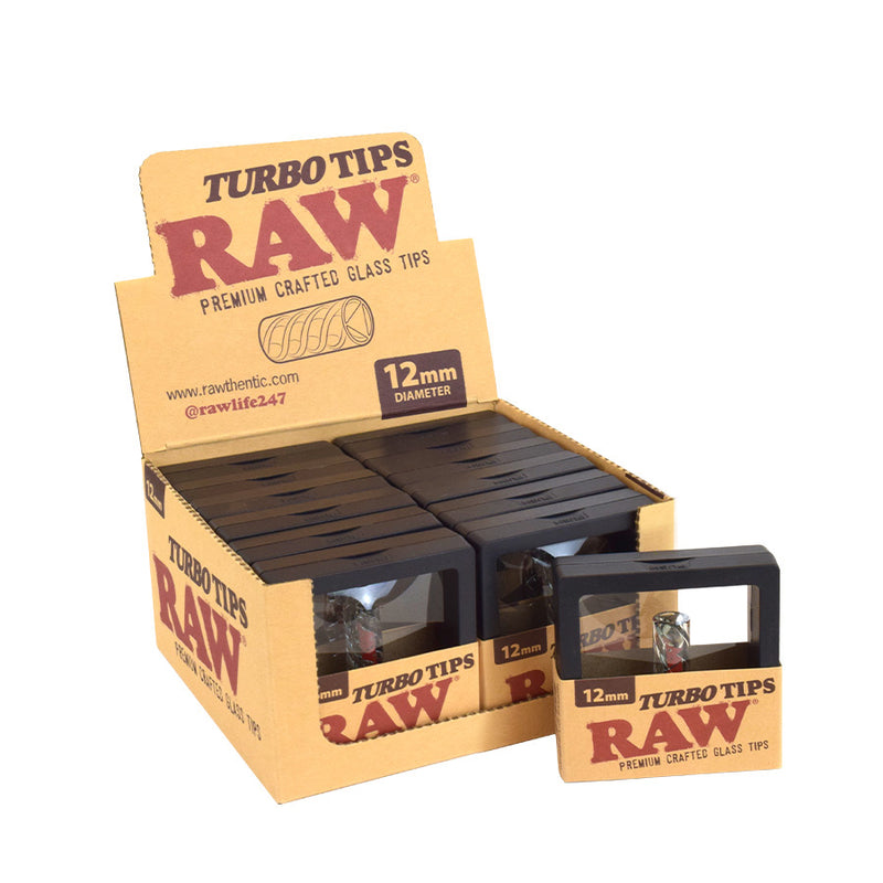 Case of 12mm RAW Glass Turbo Tips with Twisted Airflow Glass Rolling Tips