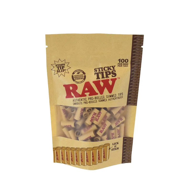 RAW Pre-Rolled Sticky Tips - Gummed - Bag of 100