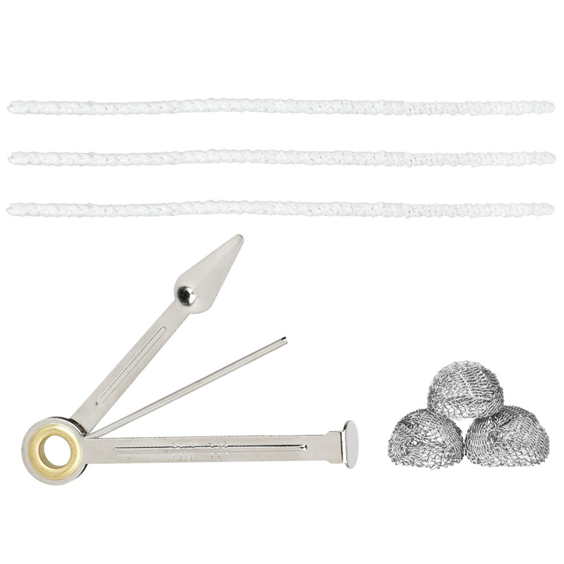 Set of metal pipe tools including a hook, tamper, and three mesh pipe screens for the Lord of the Rings Churchwarden Gandalf Pipes