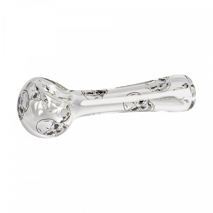 Red Eye Glass Clear Pipe with Skull Decals Canada