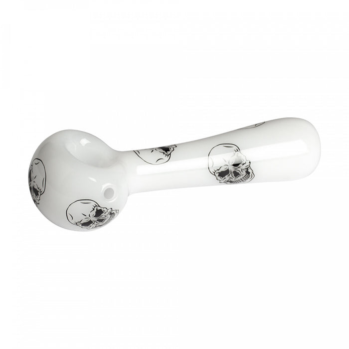 White Hand Pipe with Skulls by Red Eye Glass Canada