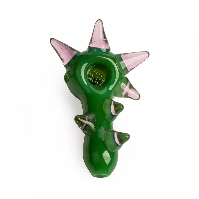 Red Eye Glass Spike Jade Green Hand Pipe with Built in Screen Canada