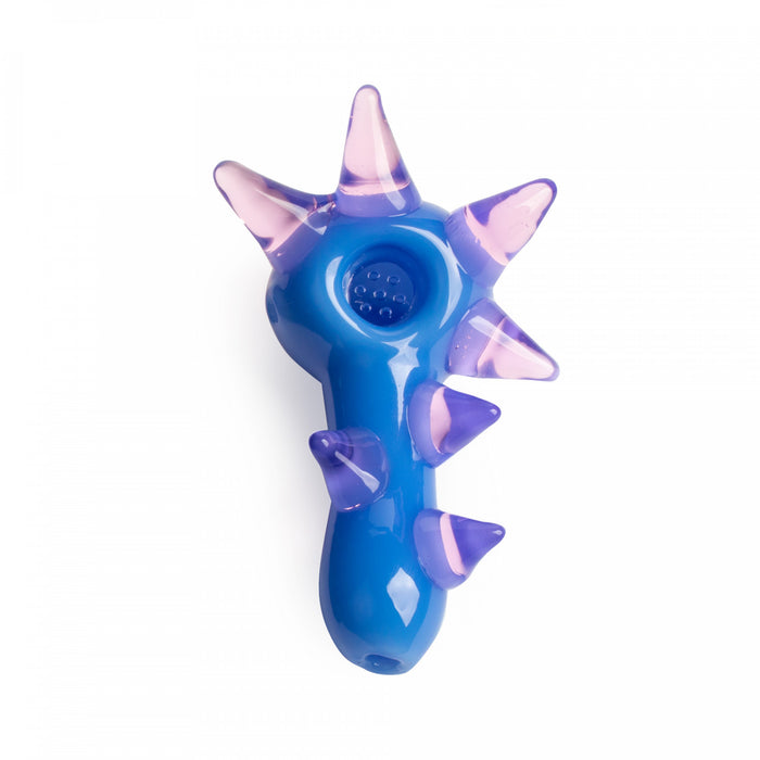 Blue Spike Hand Pipe with Built in Screen by Red Eye Glass
